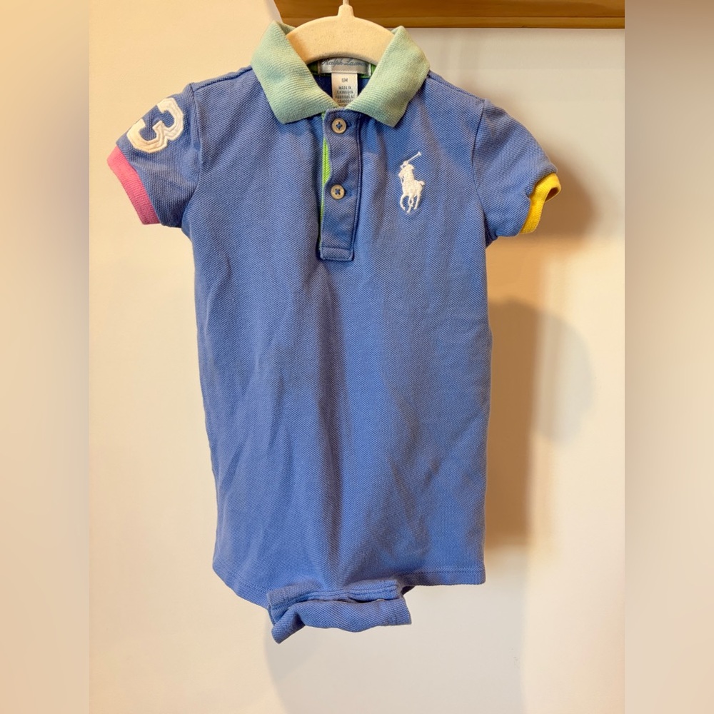6m Ralph Lauren Kids Polo Shortall in Blue with Multicolor Accents
